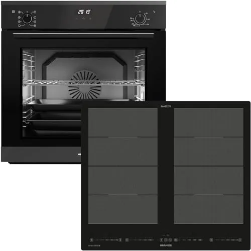 Oranier Backofen Set EBS420 Einbau autark - 9 Funktionen - 60 cm Flächen-Induktion FLI660-4 Zonen Kochfeld & Multi-Slider-Steuerung