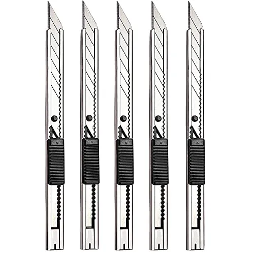 Gebildet 5pcs Rechte und Linke Hand Cuttermesser/ 9mm Abbrechklingen / 30 Grad Folienmesser/Teppichmesser/Grafikmesser/optimal für Folien,Tapete, Bastelarbeiten, Kartons