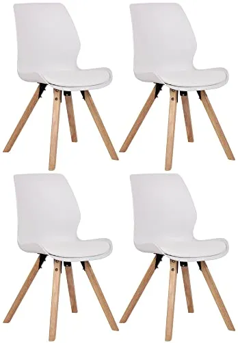 CLP 4er Set Stuhl Luna - Komfortable Lehnstühle mit Holzgestell - Stühle - 4er Set Stuhl Luna mit hochwertigem Materialmix aus Kunststoff, Samt und Kunstleder, bietet hervorragenden Sitzkomfort und elegantes Design für jeden Raum.