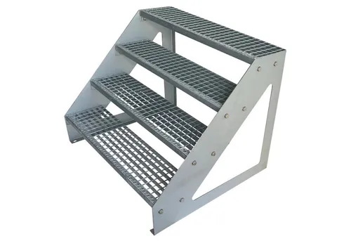 Kaminbau Mierzwa Außentreppe Premium Treppe Verzinkt Freistehend, für Geschosshöhen bis 76.00 cm, Stufen Gitterroststufen nach DIN 24531, (Höhe 76 cm, Breite wählbar aus 60, 80, 100, 120, 140 cm), Gartentreppe Stahltreppe Wetterfest Rostfrei Feuer-Verzinkt Rutschfest