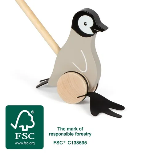 Small Foot 12494 - Schiebetier Pinguin, fördert die ersten Schritte mit watschelnden Füßen und lustigen Geräuschen
