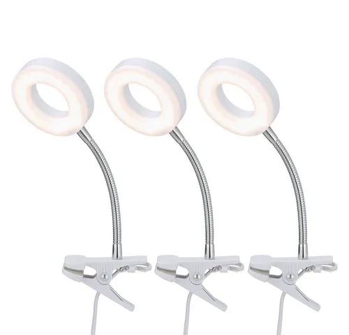 etc-shop LED Klemmleuchte, LED-Leuchtmittel fest verbaut, Warmweiß, Klemmstrahler Tischlampe Leseleuchte flexibel LED H 21 cm 3er Set