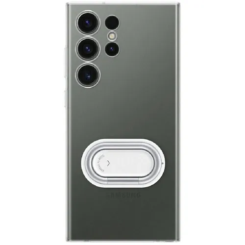 Samsung Clear Gadget Case EF-XS918 für Galaxy S23 Ultra - Transparente, kratzfeste Handy-Hülle mit Standfuß und Fingerhalterung für optimalen Schutz und Stil