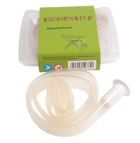Premium Ablaufschlauch der Marke KiNDERWELT für Badewannen mit Stöpsel, durchsichtig, 100cm Länge