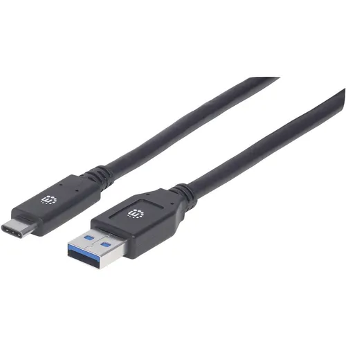 Manhattan USB-Kabel USB 3.2 Gen1 (USB 3.0 / USB 3.1 Gen1) USB-A Stecker, USB-C Stecker 3.00m Schwarz 354981