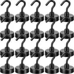 Magnethaken Erdmagnete 30kg Schwarz – 20er Set - Entdecke die Neosmuk Magnethaken Erdmagnete 30kg Schwarz im praktischen 20er Set. Mit einer Tragkraft von bis zu 30 kg und einer stabilen Basis von 26 mm sind sie ideal für Ordnung in Küche, Garage oder beim Camping.