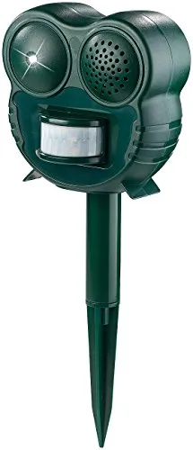 Royal Gardineer Hundeabwehr Ultraschall: Ultraschall-Tierschreck mit LED-Leuchte und PIR-Bewegungsmelder, 70 m² (Bewegungsmelder mit tiergeräuschen, Hochfrequenz Hundeabwehr)