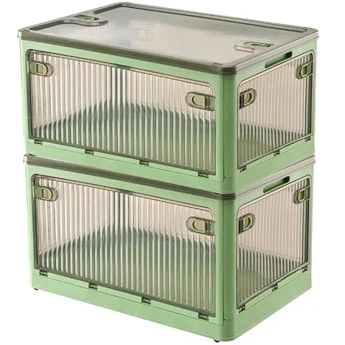 Creahaus 2Pack Aufbewahrungsboxen mit Deckel, 28L Faltbare Kisten mit Rollen