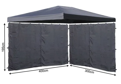 Quick Star Pavillon-Ersatzdach 3x4m Grau - Hochwertiges Ersatzdach und 2 Seitenteile für Pavillons, ideal für Outdoor-Events. Das Dach mit Lüftungsschlitzen sorgt für optimale Belüftung und Schutz.