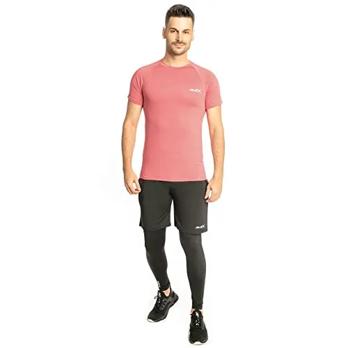 JELEX Sportinator Herren 3-teiliges Fitness-Set bestehend aus Shirt, Leggings und Shorts, für alle Sport- und Fitnessaktivitäten. In den Größen S bis XXL, in Blau, Rot oder Grün (Rot, L)