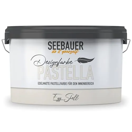 SEEBAUER diy Pastellfarbe PASTELLA Beige 2,5L (Egg Shell) Edelmatte Wandfarbe Beige - Innenfarbe sehr hohe Deckkraft - Matt, Abwaschbar und Tropffrei