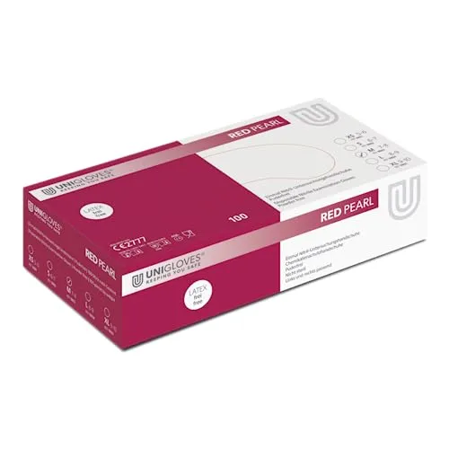 Unigloves Nitril-Handschuhe rot puderfrei - RED PEARL - 100 Stck. (Größe: 5-6 / XS)