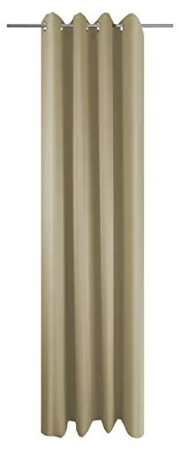 Startex Ösenschal Vorhang Beige Uni Blickdicht Lichtdurchlässig HxB 245x145 cm - Dekoschal Gardine Natur
