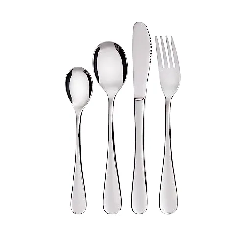 GRÄWE Kinderbesteck-Set, 4-teilig, spülmaschinengeeignet, Kinderbesteck Edelstahl, Geschenkset, neutrales Design