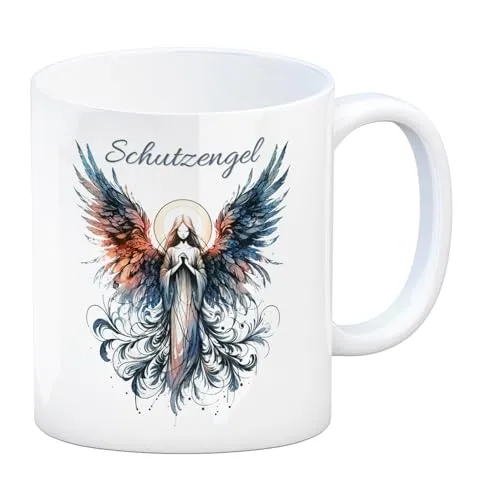 Schutzengel Kaffeebecher Himmlisch Seraph Kaffeebecher mit ausgebreiteten Flügeln Cherub Design Schutzengel Tasse Motiv Flattern Akzent