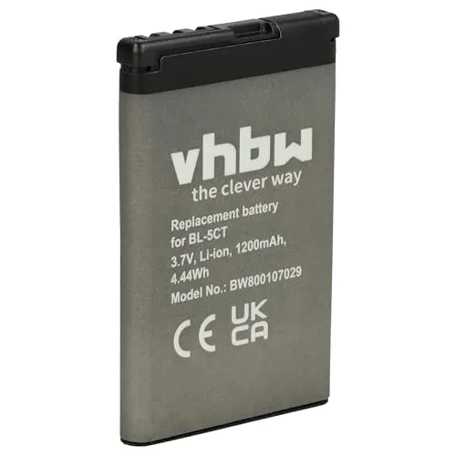 vhbw 1x Akku kompatibel mit Nokia C3 Touch and Type, C5, C6-01, C6 Handy Smartphone Telefon (1200 mAh, 3,7 V, Li-Ion)
