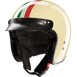 Redbike RB-802 Jethelm Italia elfenbein Gr. M 57/58 - Motorradhelm mit Fiberglas Helmschale, elegantem Lederimitat-Rand und praktischem Helmschirm für optimalen Schutz und Stil.