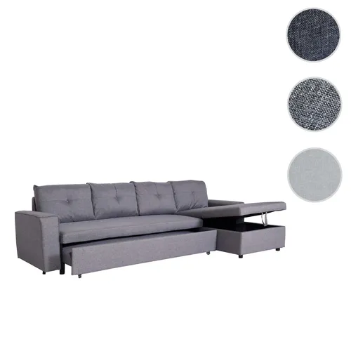 Mendler Ecksofa mit Bettkasten HWC-L16, grau - Sofa L-Form mit Nosagfederung für hohen Sitzkomfort, inklusive Schlaffunktion und Bettkasten für zusätzlichen Stauraum. Ideal für gemütliche Abende und Übernachtungsgäste.