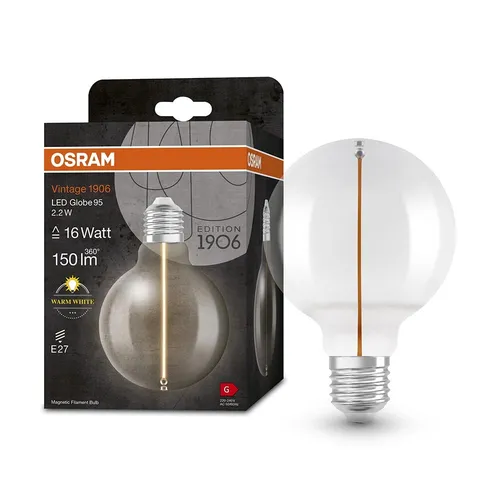 Osram LED Filament Magnetic G95 Globe Vintage 2,2W=16W E27 klar 150lm warm 2700K