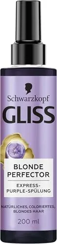 Gliss Express-Purple-Spülung Blonde Perfector (200 ml), Haarspülung zum Sprühen für natürliches, coloriertes & gesträhntes blondes Haar, mit Föhnschutz & UV-Filter