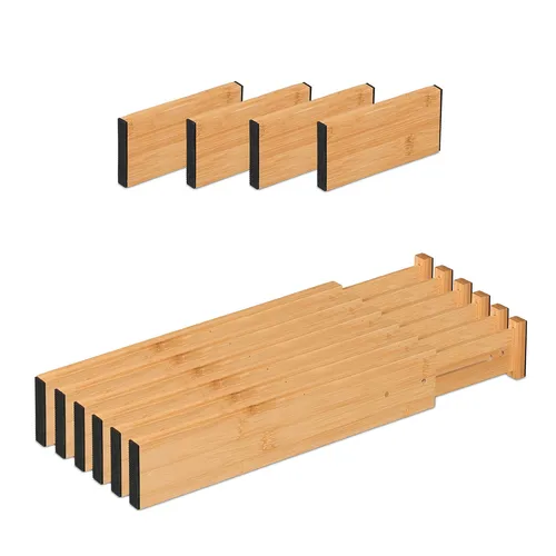 relaxdays Schubladeneinsatz 10-teilig aus Bambus