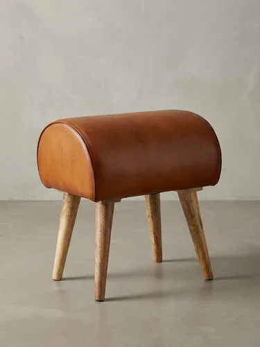 KADIMA DESIGN Sitzhocker Sitzhocker Echtleder / Massivholz 45 x 53 x 40 cm Moderner Lederhocker (Turnbock Hocker mit Leder-Bezug), Kleiner Holzhocker Gepolstert