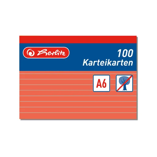 Karteikarte Karteikarten A6 liniert orange Herlitz 100