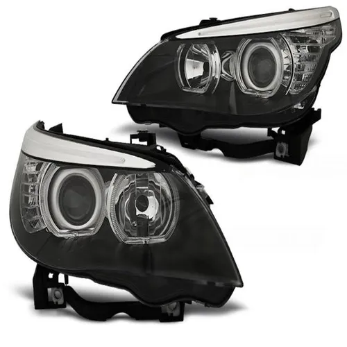 Scheinwerfer LED Angel Eyes für BMW 5er E60 E61 Bj. 03-07 Schwarz