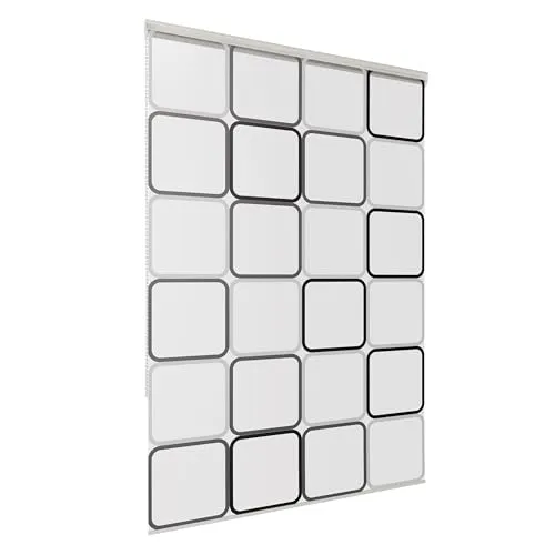 Aquabad® Duschrollo Vaskaflex 100 cm - Quadrat-Muster - Duschrollo aus PEVA, Breite 100 cm, Deckenmontage, ideal zum Schutz vor Spritzwasser und für ein modernes Bad-Design.