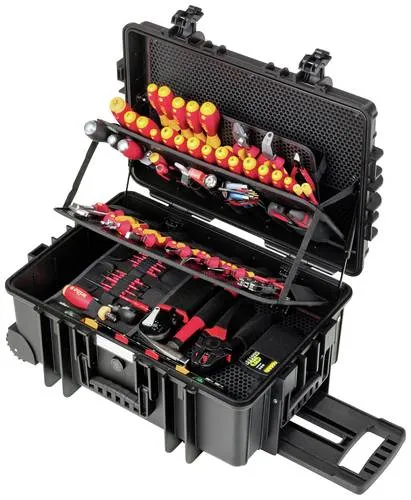 Wiha Werkzeugkoffer Elektriker Competence XXL II - 115-teilig, VDE zertifiziert und ideal für Arbeiten bis 1.000V AC, stabiler Klapptrolley für einfachen Transport