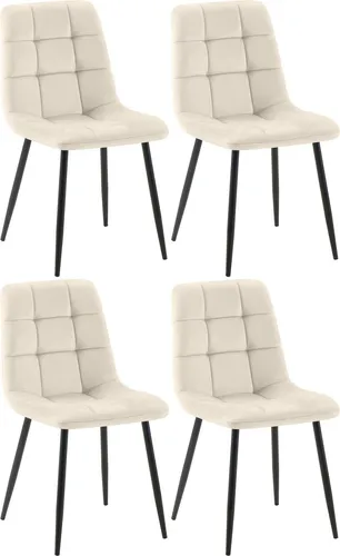 DELUKE 4er Set Esszimmerstuhl FIGAD Samt Creme – Moderner Komfort
