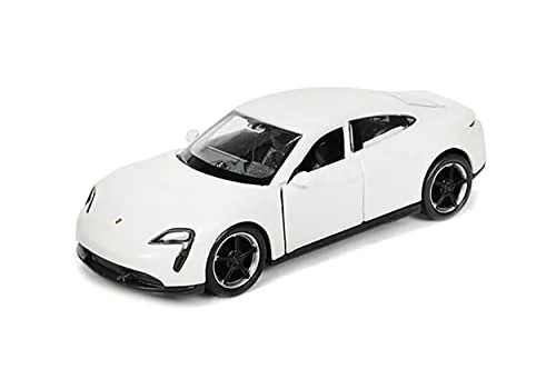 Porsche Taycan Turbo S 12cm Modellauto Rückzug Welly Metall Modell Auto Spielzeugauto Geschenk Kinder Spielzeug 4-Varianten 27 (Weiss)