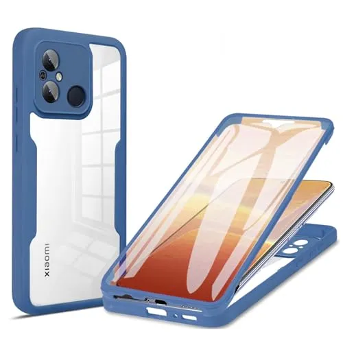 betterfon 360 Grad Hülle Kompatibel mit Xiaomi Redmi 12C | Handyhülle mit eingebautem Displayschutz für Redmi 12C | Blau