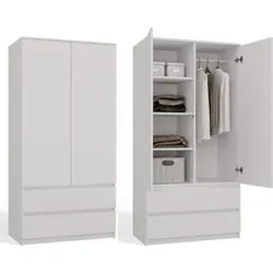 CDF Moderner Schrank Malwa SS-90 | Farbe: weiß | Ideal für ein Schlafzimmer, Flur, Kinderzimmer oder Büro | Kleiderständer, Garderobenständer - Weiß