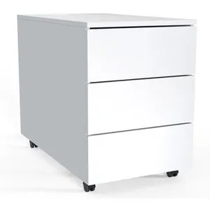 VCM Rollcontainer Dalosa 70 - Holz, weiß, mit 3 Schüben - Büroschränke mit 3 Schubladen und Push-to-open Technik, mobil dank 4 Leichtlaufrollen und eleganter Holzstruktur-Nachbildung.