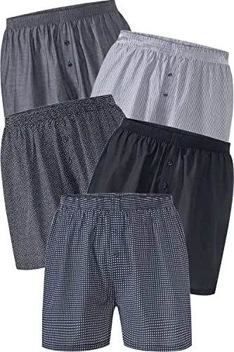 HENSON&HENSON 5er Pack Boxershorts, Bequeme Herren Unterwäsche im Set, mit Gummizugbund & weitem Schnitt, Unterhosen aus atmungsaktiver Baumwolle für Männer, Gr. S - XXXL