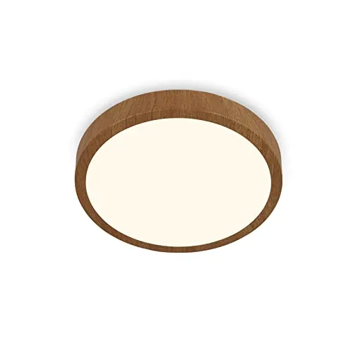 BRILONER Leuchten - LED Deckenlampe Holzoptik - Moderne Deckenleuchte in Holzoptik mit warmweißem Licht (3000 K) und 2000 Lumen für eine angenehme Atmosphäre. Ideal für Wohnzimmer, Flur und mehr, mit einer Lebensdauer von 25.000 Stunden.