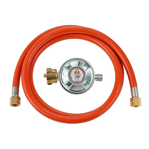 Hicello Gasregler Druckminderer 50mbar+Gasschlauch 150cm 1/4