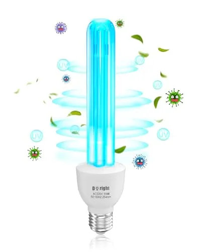 DoRight LED UV Lampe Desin fektion mit Ozon 15W E27 UVC 254nm Keimtö tende Lampe Starke Steri lisation und Desin fektion AC220-240V Perfekt für Küche, Schlafzimmer, Wohnzimmer, Büro (1 Stück)