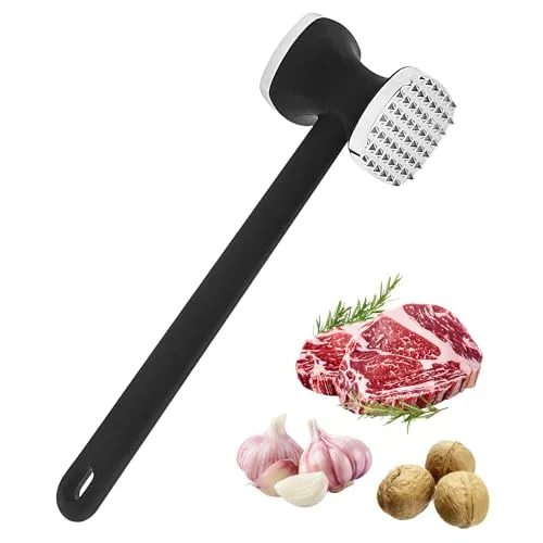 Ziyonix Fleischklopfer 24cm Doppelseitig Antihaft Schnitzelklopfer, Fleischhammer aus Edelstah mit Rutschfestem Griff, Zartmacherhammer für Schnitzel, Steak, Rindfleisch, Huhn, Schwein