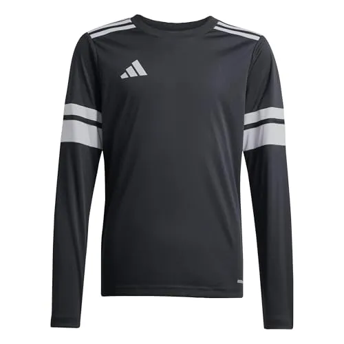 adidas SQUADRA25 Jersey Long Sleeve für Kinder, Schwarz/Weiß, 7-8 Jahre - Trainingsbekleidung aus 100% recyceltem Polyester mit AEROREADY-Technologie für optimalen Feuchtigkeitstransport und Platz für individuelle Details.