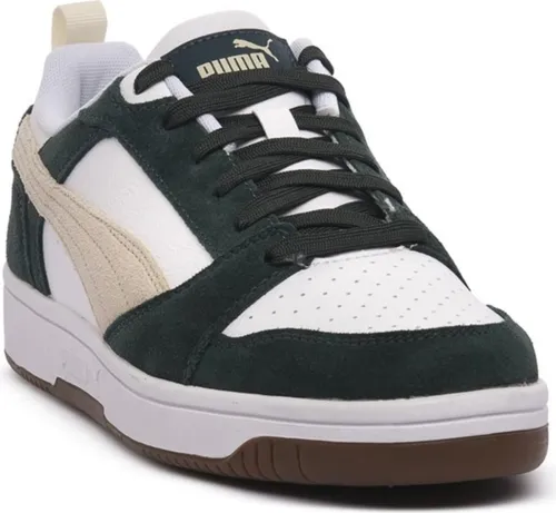 PUMA Unisex Rebound V6 Low Sd Sneaker - Green Terrain Alpine Snow Weiß, 41 EU - Herren-Sneaker mit hochwertigem Wildleder- und Synthetik-Obermaterial, ideal für stylische Freizeitlooks und optimalen Tragekomfort.