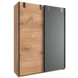 Mid.you Schwebetürenschrank Wimex Liverpool - Kleiderschrank im Industrial-Stil, 2-türig mit höhenverstellbaren Einlegeböden und Kleiderstangen für optimalen Stauraum, ideal für moderne Jugendzimmer.