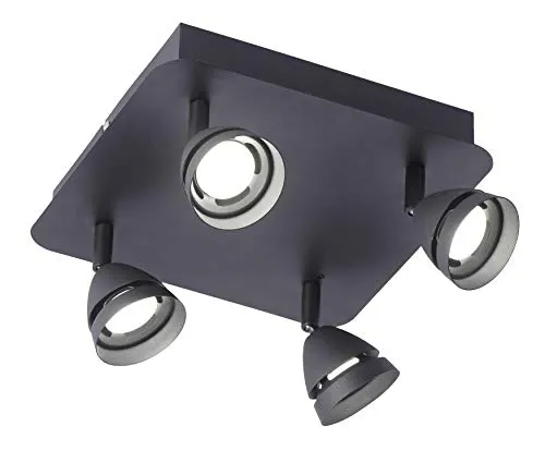 Trio Leuchten WiZ LED Deckenleuchte Gemini 850010432, 4x3 Watt RGBW LED mit 16 Mio. Farben + 64.000 Weißtöne + 18 Licht-Szenen, Steuerung über App + Sprachsteuerung + Fernbedienung + Wandschalter