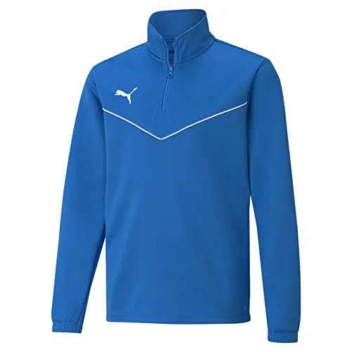 Puma Teamrise 1/4 Zip Top Jr electric blue lemonade (02) 164 - Kinder Pullover & Hoodies für Fitness Studio und Laufsport, modernes Design mit Stehkragen und viertellangem Reißverschluss für optimale Passform und Bewegungsfreiheit.