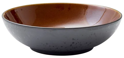 Bitz Salatschüssel Salatbowl black / amber 24 cm - Rührschüsseln aus hochwertigem Steinzeug, einzigartig durch individuelle Reaktivglasuren. Ideal für stilvolles Servieren von Salaten und Suppen.