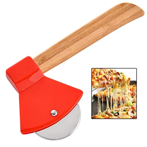 Pizzaroller Lustig Pizzarad Axt Edelstahl Pizzaschneider Pizza Cutter Stahl Pizzarad Spülmaschinenfest Pizza Cutter Edelstahl Holzgriff Pizzaroller Hochwertig von Pizza Waffeln Pfannkuchen und mehr