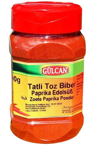 Gülcan Paprika Edelsüss - Tatli toz biber 200g - Edelsüßer Paprika aus den Niederlanden, ideal für die Verfeinerung von Gerichten und sorgt für eine aromatische Note in Ihrer Küche.