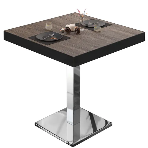 BM Bistrotisch Light Wenge | Edelstahl | 60x60x77 cm