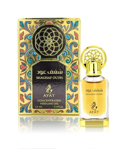 Ayat Perfumes - Parfümöl 12ml - Parfüm-Extrakt ohne Alkohol, hochwertiger Moschus, Unisex, Orientalisch, Arabisch, Oud, Natürlich, Amber, Duft: Dubai (Shaghaf Oud 12ml)